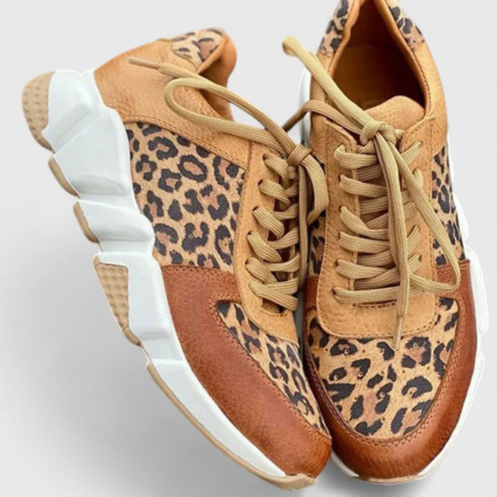 Mesh-Blend Leopard Sneakers with a Soft Supportive Fit