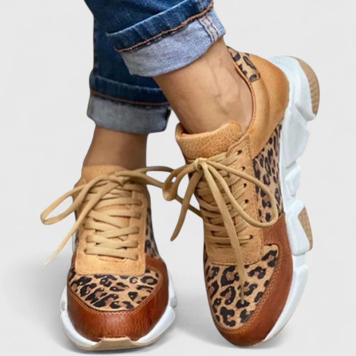 Mesh-Blend Leopard Sneakers with a Soft Supportive Fit