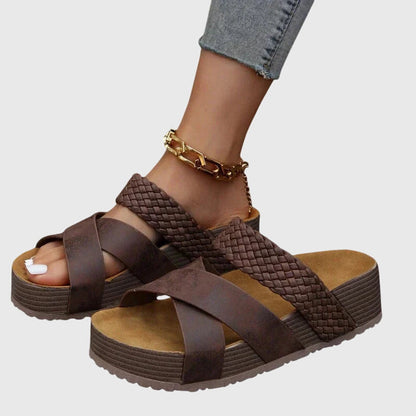 Faux-Leather Orthopedic Sandals with a Soft Balanced Fit