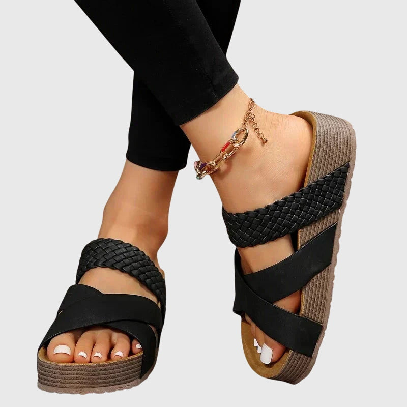 Faux-Leather Orthopedic Sandals with a Soft Balanced Fit