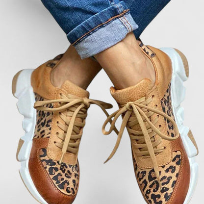 Mesh-Blend Leopard Sneakers with a Soft Supportive Fit