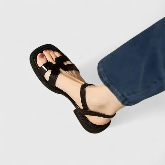 Faux-Leather Block-Heel Sandals with a Soft Elegant Fit